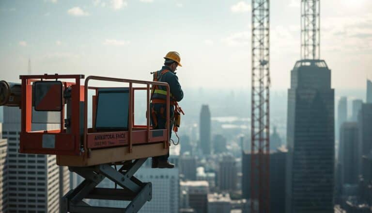 sécurité travail hauteur plateforme élévatrice chantier
