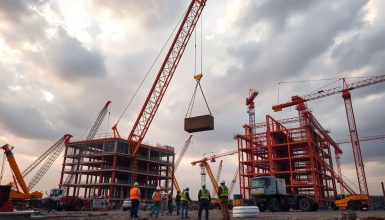 Opérations de levage sur un chantier de construction